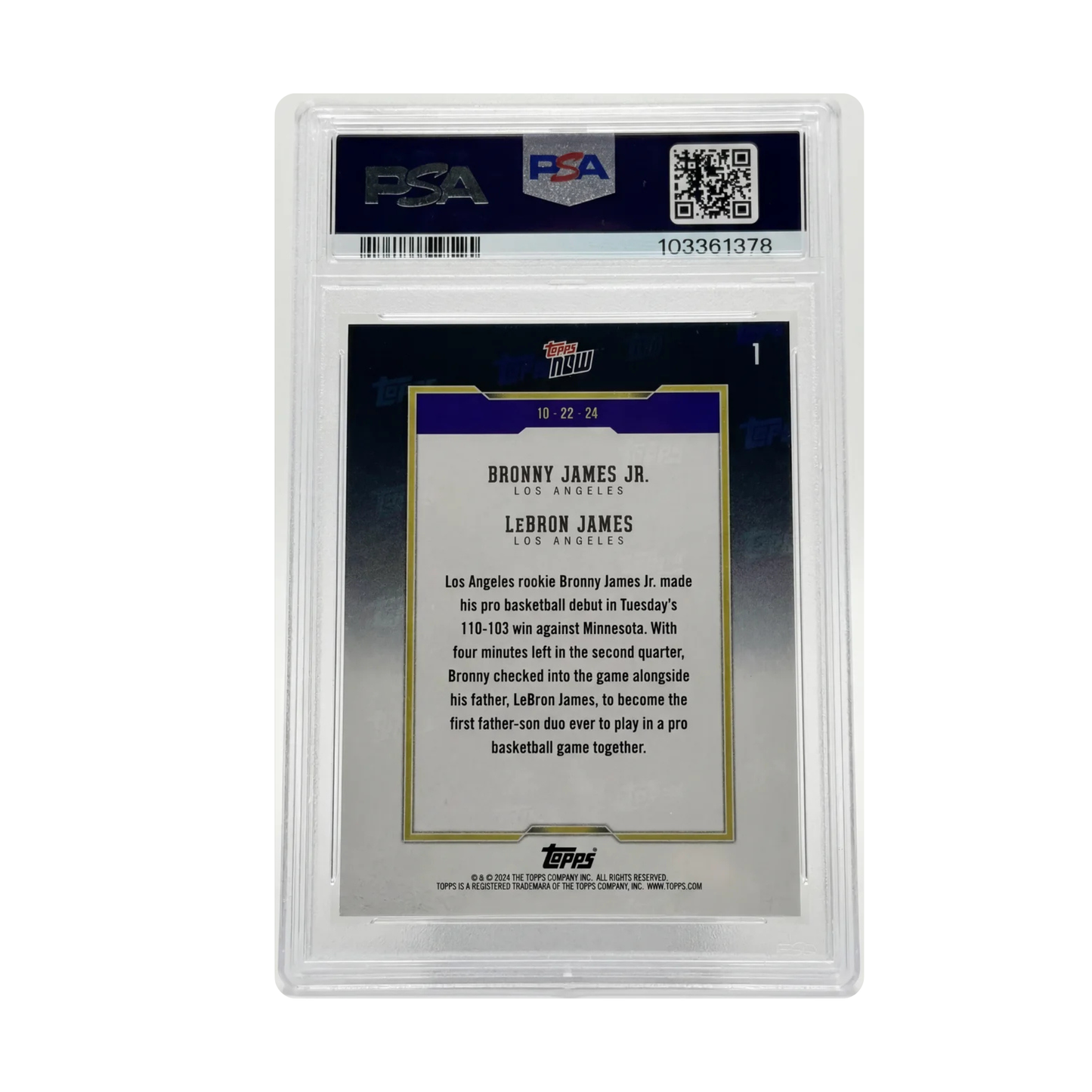 LeBron y Bronny · Debut PSA 10