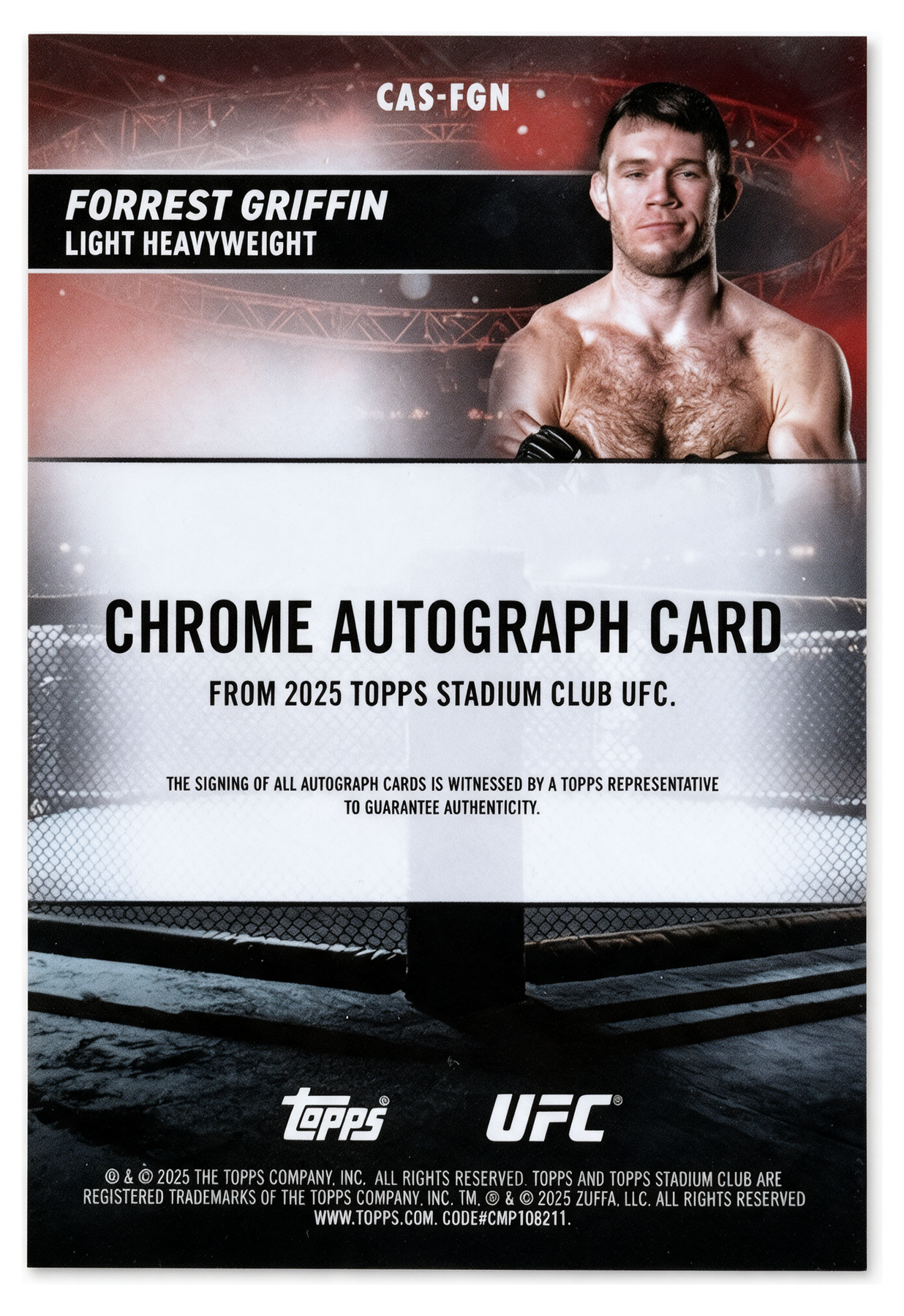 Forrest Griffin CAS-FGN - reverso con certificacion Topps