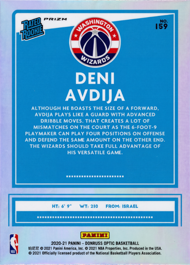 Deni Avdija · Rated Rookie Purple Prizm