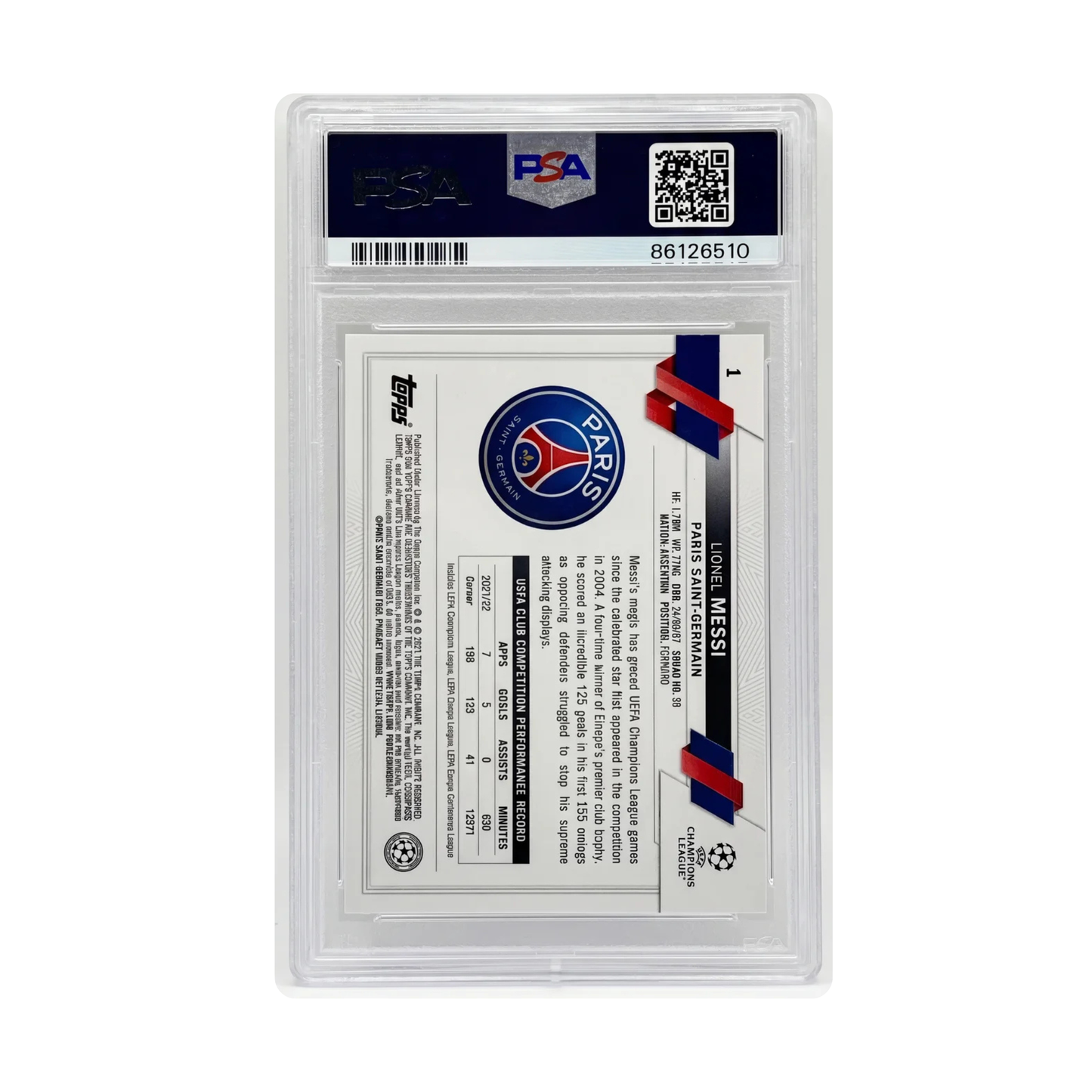 Messi · Zafiro PSA 9