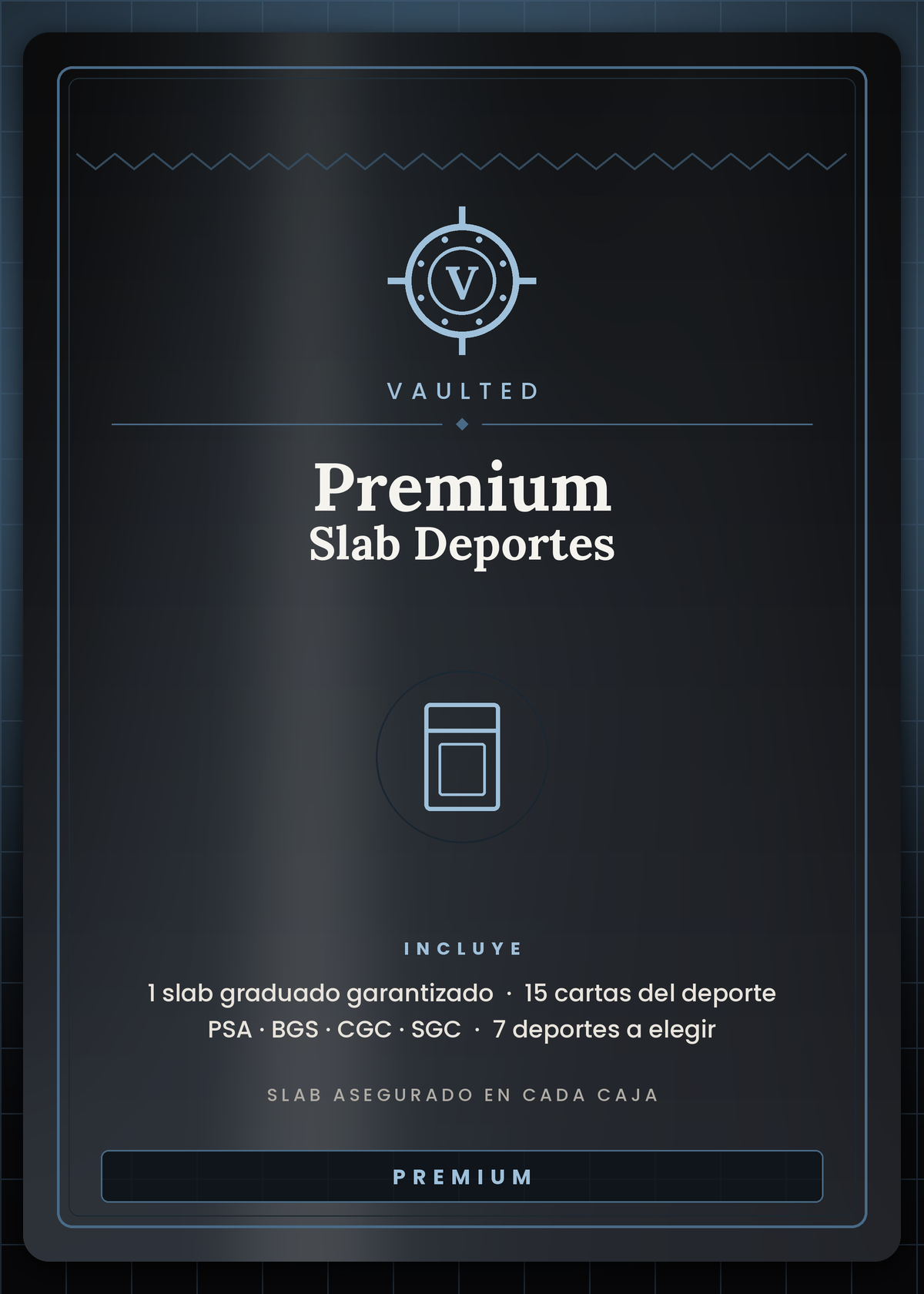 Mystery Premium Slab de Deportes Vaulted — 1 slab graduado garantizado más 15 cartas del deporte, PSA BGS CGC SGC, 7 deportes a elegir
