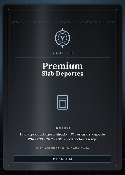 Mystery Premium Slab de Deportes Vaulted — 1 slab graduado garantizado más 15 cartas del deporte, PSA BGS CGC SGC, 7 deportes a elegir