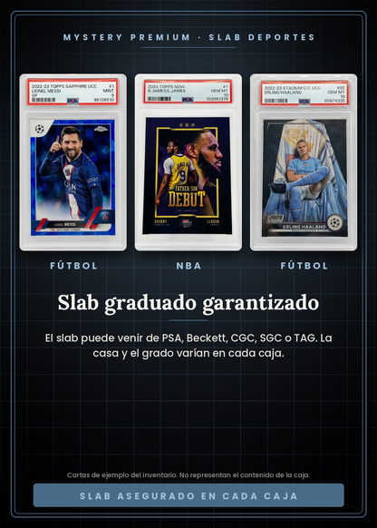 Mystery Premium Slab de Deportes Vaulted — slab graduado garantizado: puede venir de PSA, Beckett, CGC, SGC o TAG