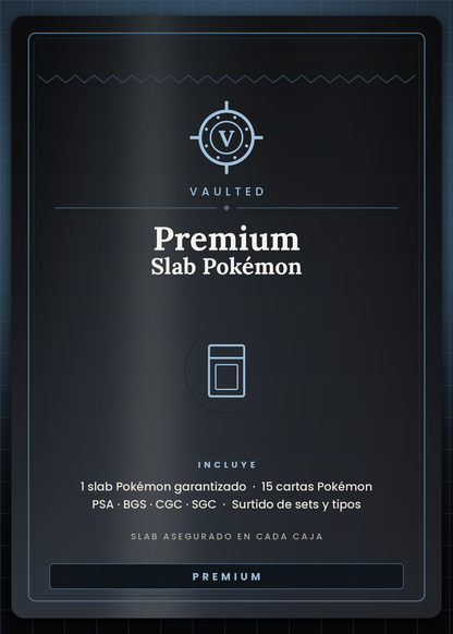 Mystery Premium Slab de Pokémon Vaulted — 1 slab Pokémon graduado garantizado más 15 cartas Pokémon