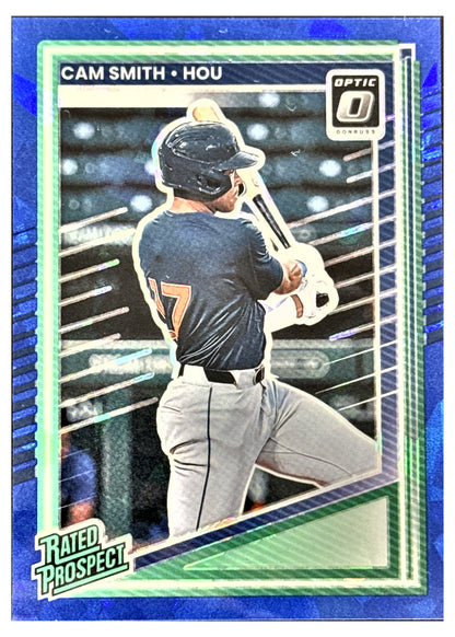 Cam Smith #173 Optic Blue Cracked Ice /15 - 2025 Donruss Rated Prospect - Houston Astros - frente