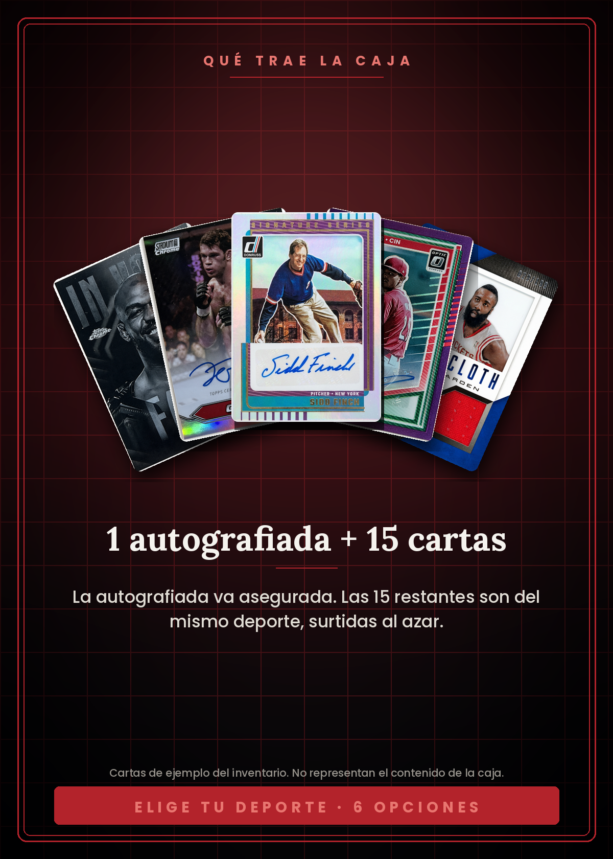 Pack Élite Vaulted — 1 carta autografiada garantizada más 15 cartas surtidas del mismo deporte