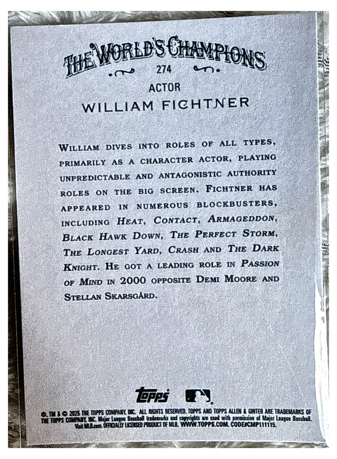 William Fichtner 274 - reverso The World's Champions