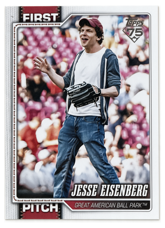Jesse Eisenberg FP-5 First Pitch - 2026 Topps Series 1, frente