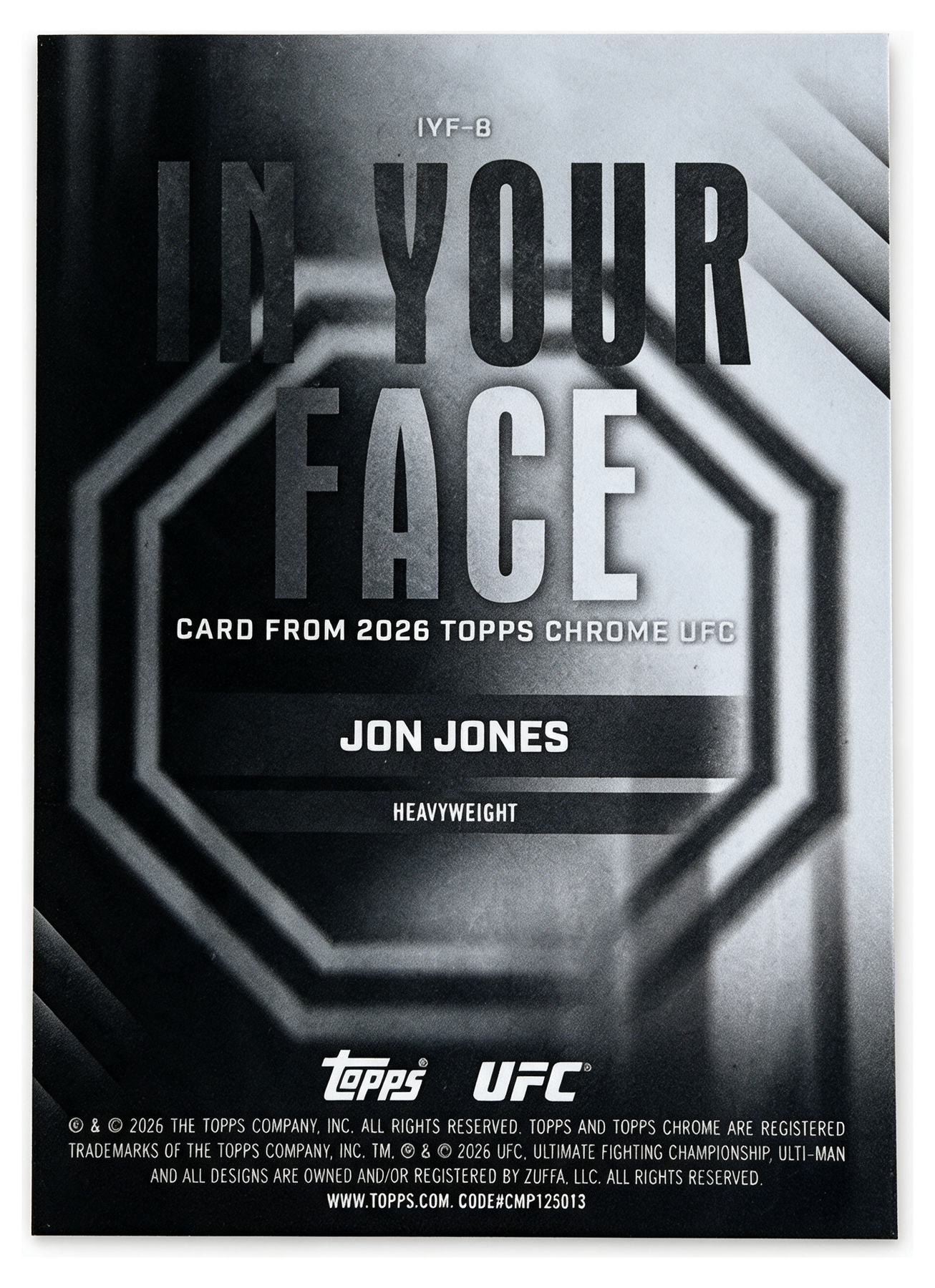 Jon Jones IYF-8 - reverso del inserto In Your Face