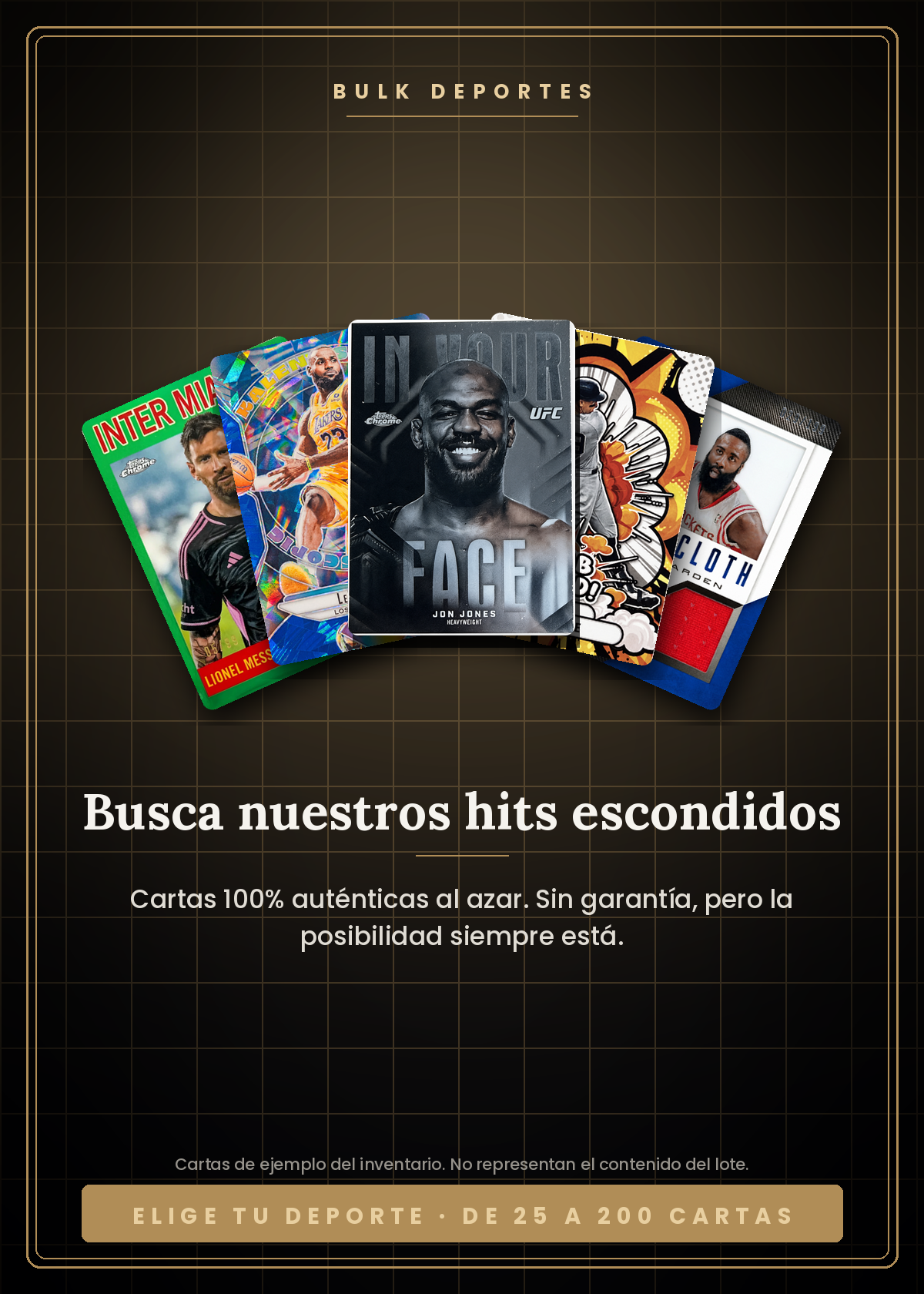 BULK Deportes Vaulted — busca nuestros hits escondidos: cartas deportivas 100% auténticas al azar de FIFA, NBA, MLB, NFL, UFC y WWE