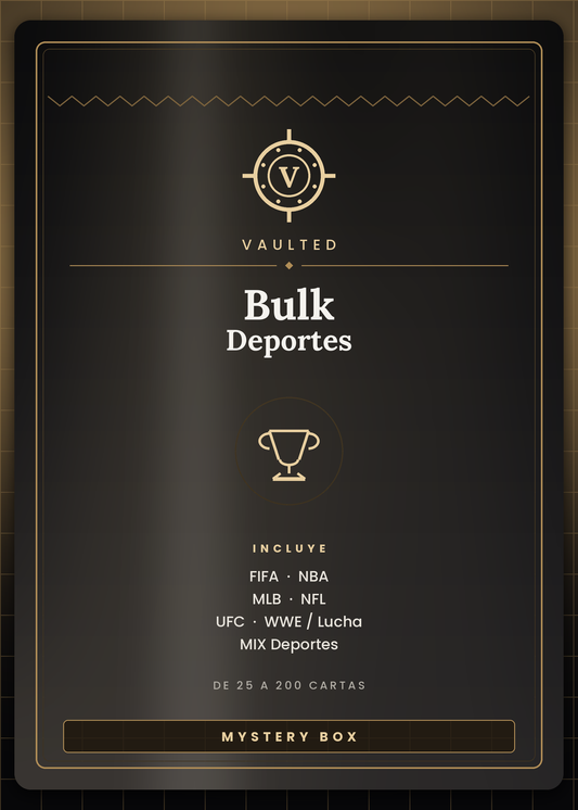 BULK Deportes Vaulted — mystery box de cartas deportivas surtidas: FIFA, NBA, MLB, NFL, UFC, WWE y MIX, de 25 a 200 cartas