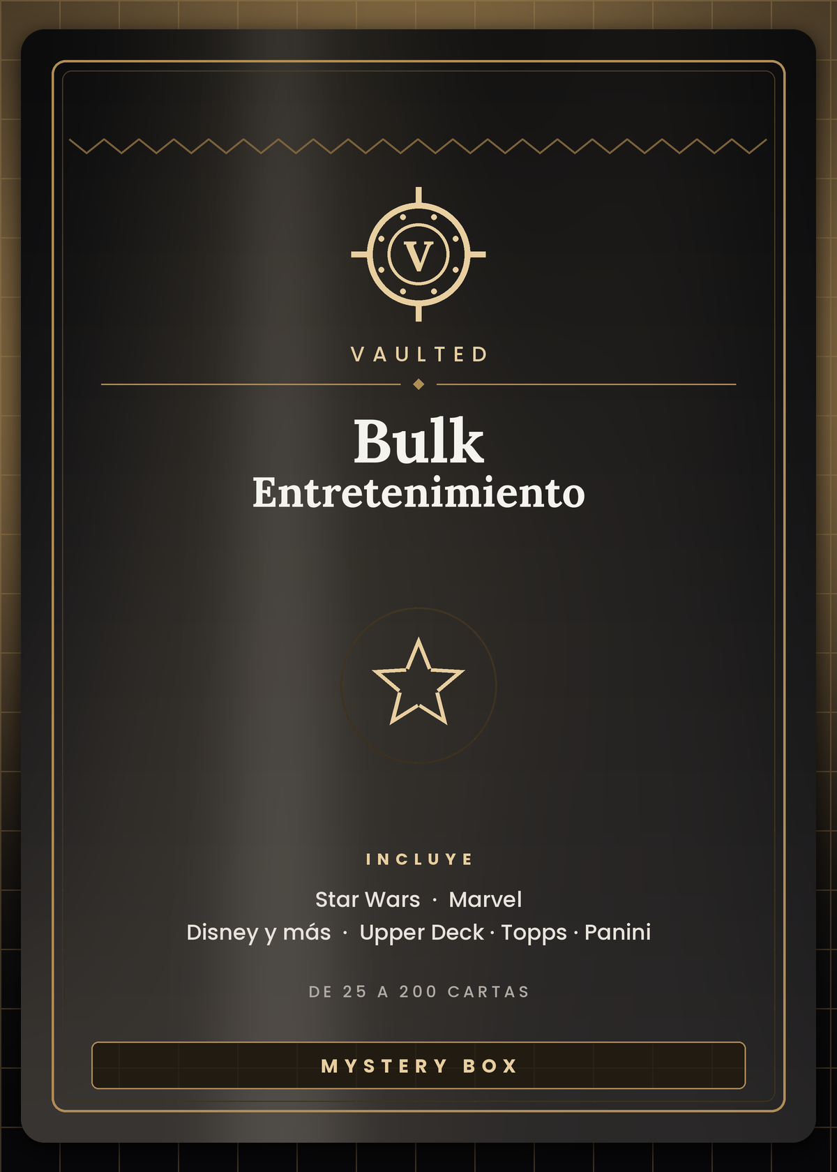 BULK Entretenimiento Vaulted — cartas de Star Wars, Marvel y Disney surtidas, de 25 a 200 cartas