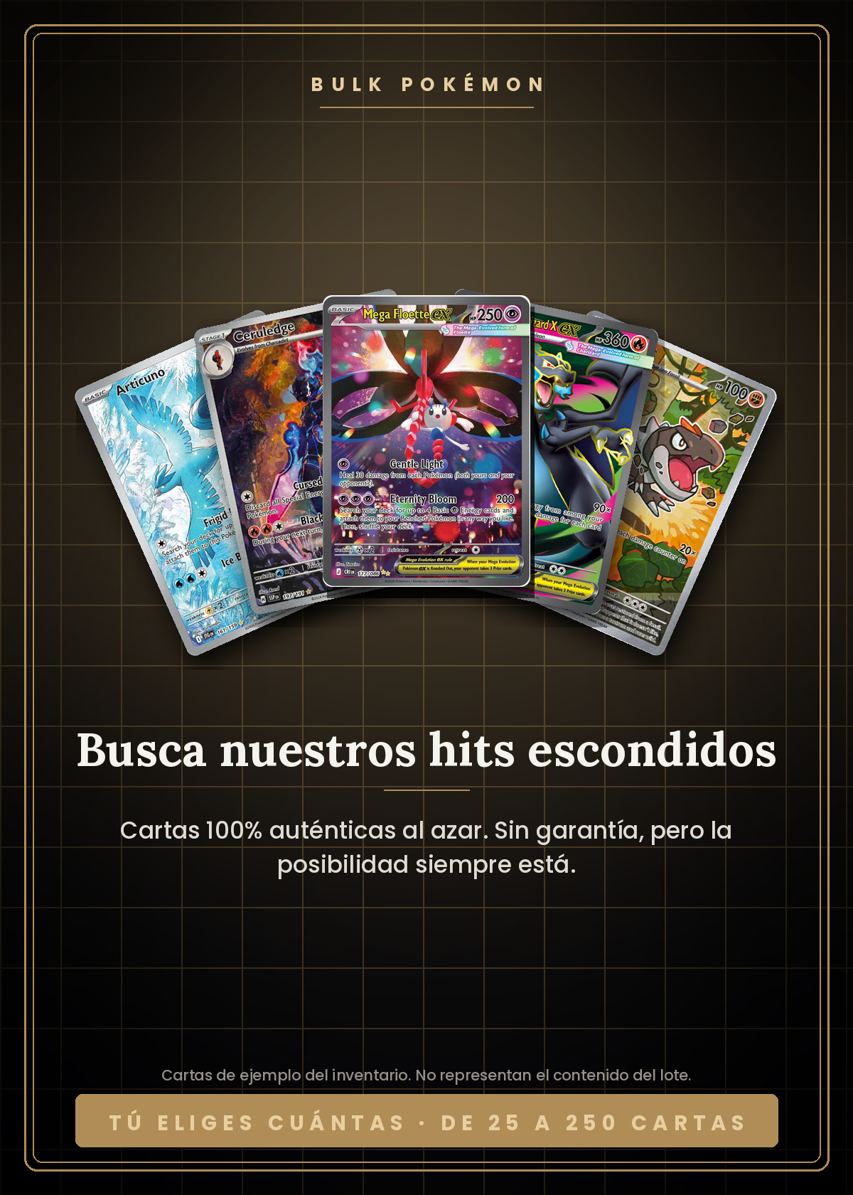 BULK Pokémon Vaulted — busca nuestros hits escondidos: cartas 100% auténticas al azar, sin garantía pero con posibilidad de pegar un hit
