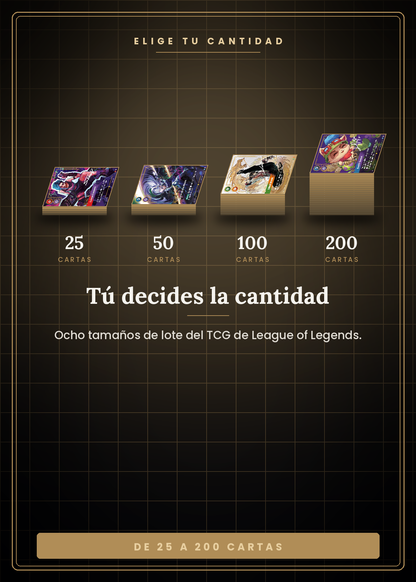BULK Riftbound Vaulted — tú decides la cantidad: lotes de 25, 50, 100 y hasta 200 cartas
